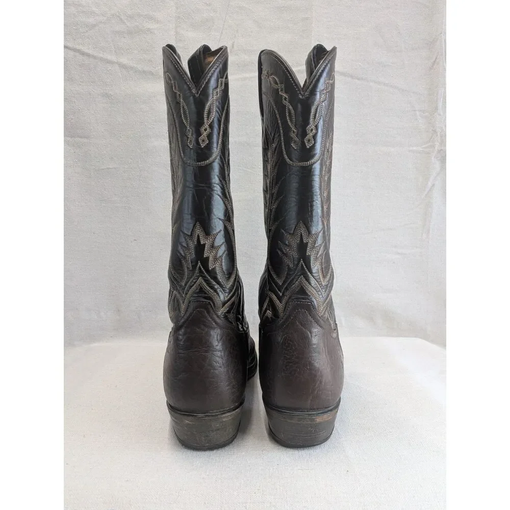Western Cowboy Heritage 10.5D Tony Lama 6903 Leather Boots Brown Black